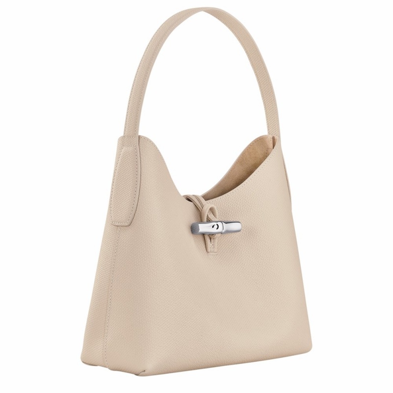 Beige Brown Longchamp Roseau M Women's Hobo Bags